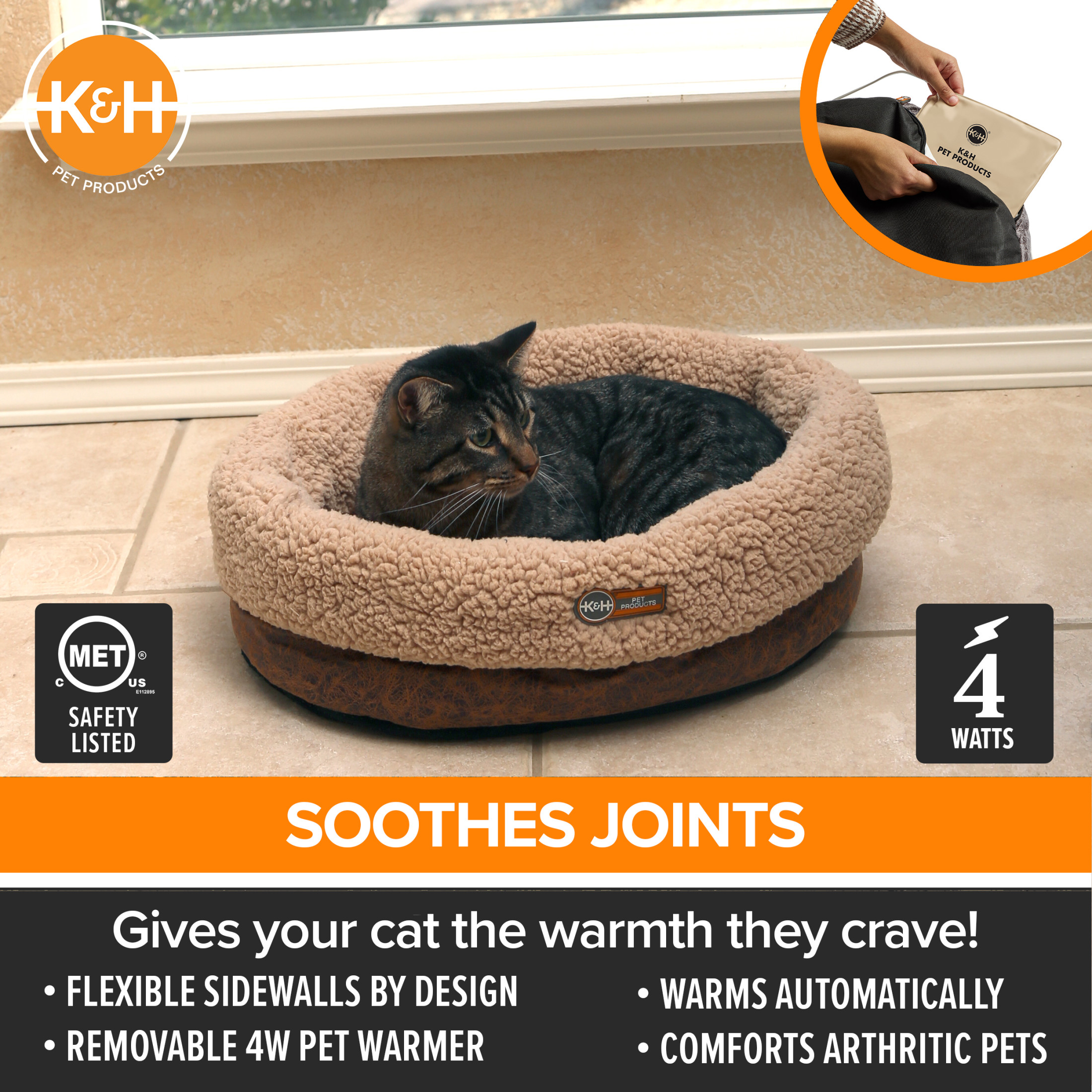 K&H Pet Products Thermo-Snuggle Cup Bomber Heated Cat Bed photo 4