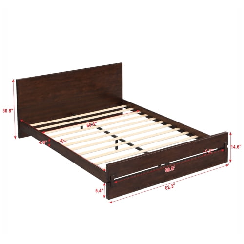 Euroco Wood Queen Size Platform Bed, Heavy-Duty Bamboo Bed Frame, Chocolate