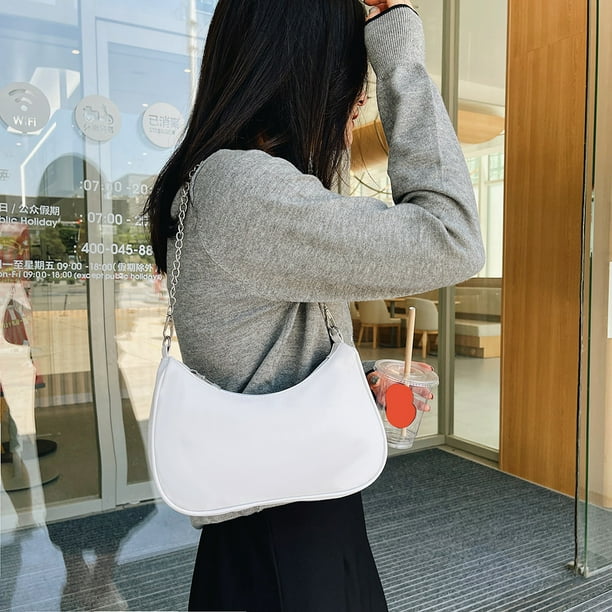 Bolsa Moda mujer PU Color sólido axila hombro bolso cadena bolso (blanco) JShteea Para Estrenar