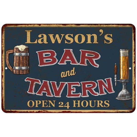 Lawson's Green Bar & Tavern Rustic Sign 8 x 12 High Gloss Metal 208120047701