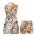thumbnail image 5 of COEQINE Gold and Gray Marble Print Golf Dresses for Women Sleeveless Breathable Pickleball Dresses with Shorts 2 Pockets V-Neck Quick Dry Athletic Outfits with 2 Pieces, S, 5 of 7