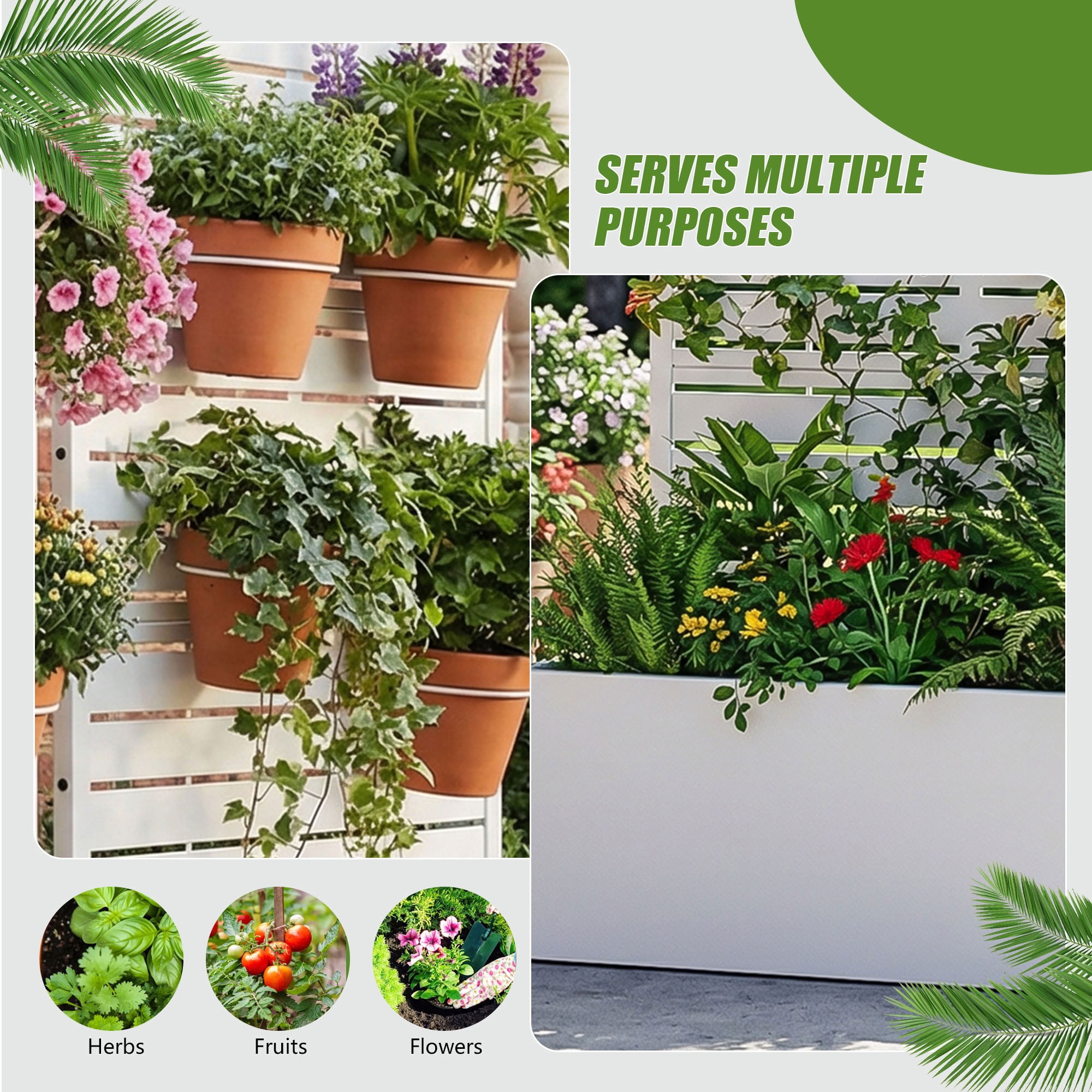 MAYEERTY 4 Panels Outdoor Metal Planter Box, Durable Weather-Resistant Planter, 2 pcs Decorative Metal Flower Box for Patio, Balcony, Garden