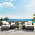 thumbnail image 2 of Modular Lounge Sectional Sofa Set, Grey Gray, Aluminum Metal, Outdoor Patio Balcony Cafe Bistro Garden Hospitality Restaurant, Modern Contemporary HB36648, 2 of 8