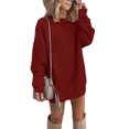 thumbnail image 1 of LUXUR Robe Chandail à Manches Longues pour Femmes, Unie, d'Hiver, à Enfiler, Bordeaux, TG, 1 of 2