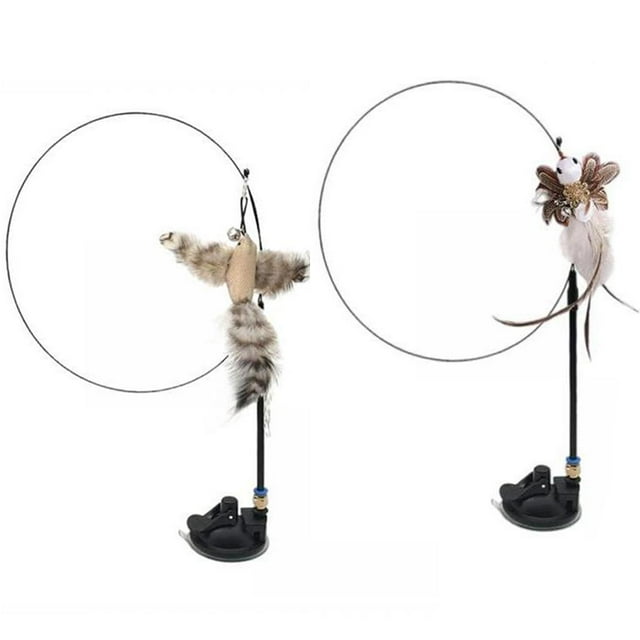 2 piezas de juguetes de plumas para , juguete interactivo, potente ventosa para , varita de juguete con campana para animales ,