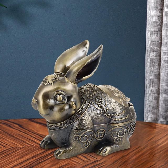 Estatua de Conejo con Soporte Colco Decoración Bronce 15 cm Cenicero