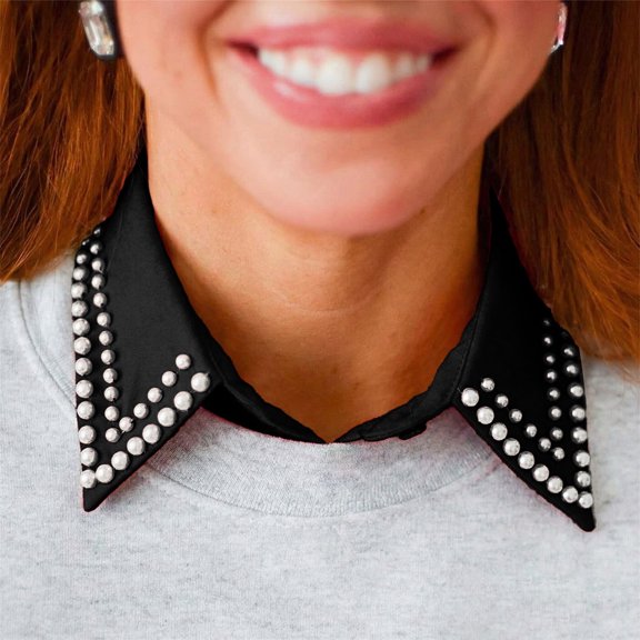 Diamond-Beaded Fake Collar for Women Cute Beaded Decorative Collar Shirt Collar Pearl Shirt Collar Rhinestone Elegant Collar Versatile Comfort Daily Casual Women'S Collar 2026 Sales Under $1