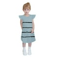 thumbnail image 3 of Milgrthf Robe Midi à Rayures pour Filles, Manches à Volants, Coupe Trapèze Évasée, Robes d'Été pour 4-12 Ans, Bleu, 3 of 8