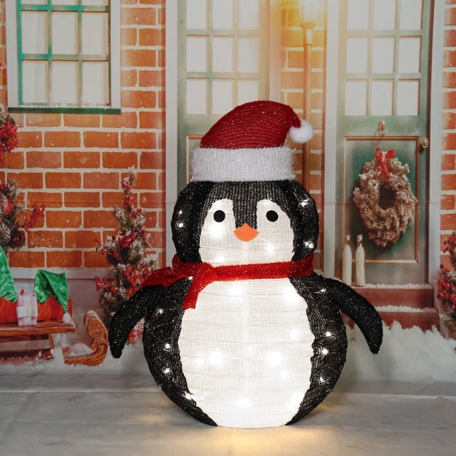 Navidad LED, Papá Noel al aire libre, Navidad LED Luz Muñeco de nieve, Plegable y retráctil, IPX65 a prueba de agua, Decoración de jardín 56x36 cm (Luz blanca) Xemadio WLJ-4094
