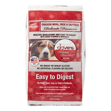 - Dave's Pet Food Delicate Dinners Chicken, Rice & Oatmeal Dry Dog Food, 30 lb