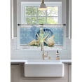thumbnail image 3 of Sheer Curtains 45 Inch Length 2 Panels Set for Kitchen, Blue Coastal Starfish Semi Sheer Curtains for Windows, Vintage Wooden Nautical Coral Summer Voile Window Treatments Rod Pocket Curtain, 3 of 7