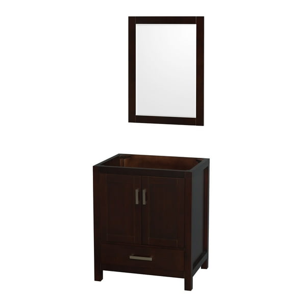 Wyndham Collection Sheffield 29" Mirror Wood Single Bathroom Vanity in Espresso