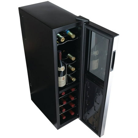 Slimline Beverage - Wine Enthusiast 272031805 Silent 18-Bottle Dual-Zone Slimline Wine Cooler Slimline Upright Bottle Storage