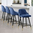 thumbnail image 3 of Swivel Bar Stool with Low Back Set of 2, 29 Inch Counter Bar Height Stool Velvet Upholstered Armless Heavy Duty Bar Chair for Kitchen Island Dining Room, Blue, 3 of 7