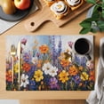 thumbnail image 2 of Botanical Flowers Placemats Set of 8 Farmhouse Floral Herbs Oil Painting Place Mats Indoor Wipeable Table Mats Washable Cloth Dining Table Placemats for Kitchen Holiday Party Home Decor 13x19 Inch, 2 of 9