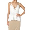 thumbnail image 1 of TheMogan Women's PLUS Cross Strap Smocked Back Crochet Lace Ruffle Peplum Cami Top, 1 of 7