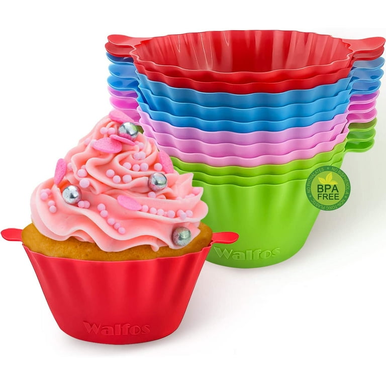 Silicone Baking Cups, Walfos Jumbo Cupcake Liners Large 3.5 inch Resusable Muffin  Cups Non-stick Muffin Liners Cupcake Baking Cup, Food Grade and BPA Free,  12Packs 