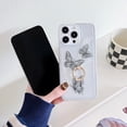 thumbnail image 4 of Stylish Butterfly Pattern Back Cover for Apple iPhone 16 Plus, Glitter Ring Holder Kickstand Fashionable Luxury Slim Fit Lightweight Clear Case for iPhone 16 Plus, B, 4 of 7