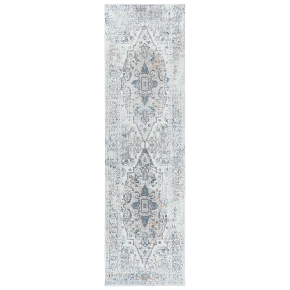 Alora Decor Lavish 2'7"x8' Medallion Beige/Gray/Rust/Blue Power-Loomed Area Rug