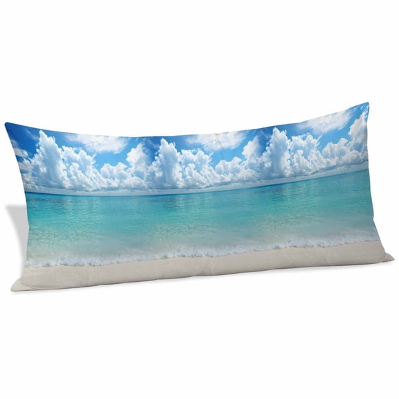 Ocean Blue Body Pillow Covers 20"x60", Beach Nature Coast Sea Shore Sky Seawater Soft Brushed Microfiber Breathable Throw Pillow Covers, Pillowcase with Zipper for Couch Sofa Bedroom Living Room