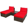 thumbnail image 6 of Patiojoy 5-Piece Outdoor Rattan Wicker Sofa Set Lounge Chair with Red Cushions, 6 of 9