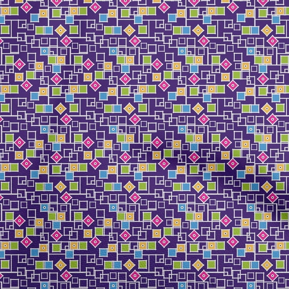 oneOone Viscose Chiffon Medium Blue Fabric Geometrical Craft Projects Decor Fabric Printed By The Yard 42 Inch Wide