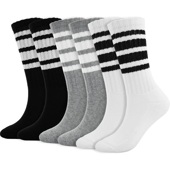 YooGuoGuo Striped Crew Socks Women - Retro Novelty Socks - Stretchy Casual Athletic Cotton Sock Size 5-11
