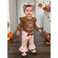 thumbnail image 5 of Cjfdfy Newborn Baby Girls Thanksgiving Outfits Turkey Or Homemade Rolls Embroidery Ribbed Romper And Flare Pants Headband Cute My First Thanksgiving Fall Holiday Clothes, 5 of 9
