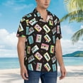 thumbnail image 3 of Honeii Colorful Retro Tape Print Men’s Hawaiian Shirt,Classic Button-Down Short Sleeve Shirt, for Beach, Vacation, and Outdoor Activities,Small, 3 of 7