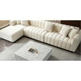 thumbnail image 4 of 139'' Beige Velvet - Channel Tufted and Comfortable - For Living Room - Offers Premium Seating Experience, 4 of 6