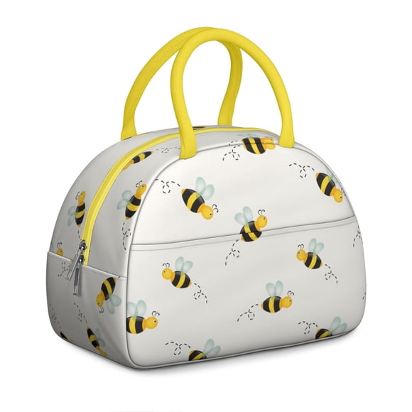 Sac à Lunch pour Femmes Amatrices d'Abeilles, Imprimé Artistique Abeille et Nid d'Abeille, Sac Isotherme Réutilisable avec Fermeture Éclair pour Usage Extérieur Ou de Bureau