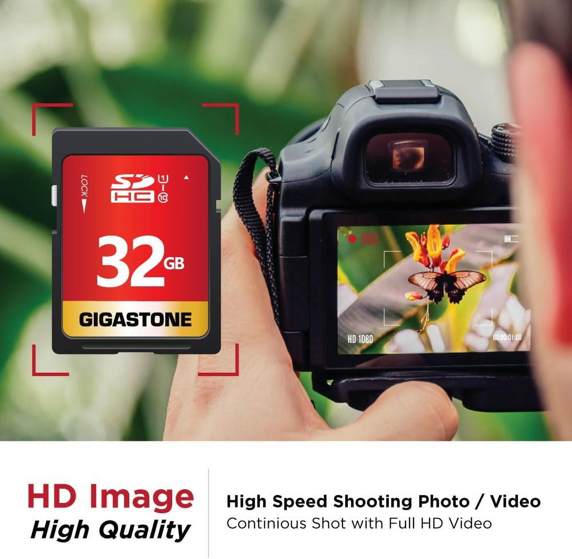 GIGASTONE 32GB SD Card 2-Pack UHS-I U1 Class 10 SDHC Memory Card High-Speed Full HD Video Compatible with Canon Digital Camera, SPYPOINT TACTACAM WOSPORTS Trail Camera, with 2 mini Cases