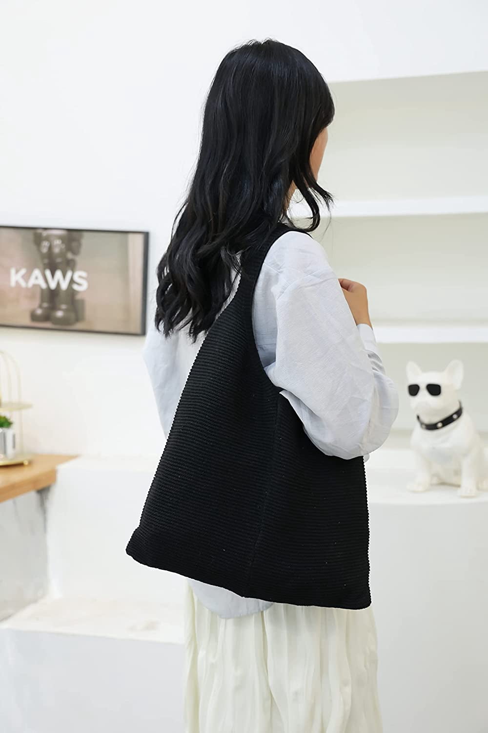CoCopeaunts tote bag aesthetic Women's Shoulder Handbags Hand crocheted Bags large Shoulder Shopping Bag canvas tote cute