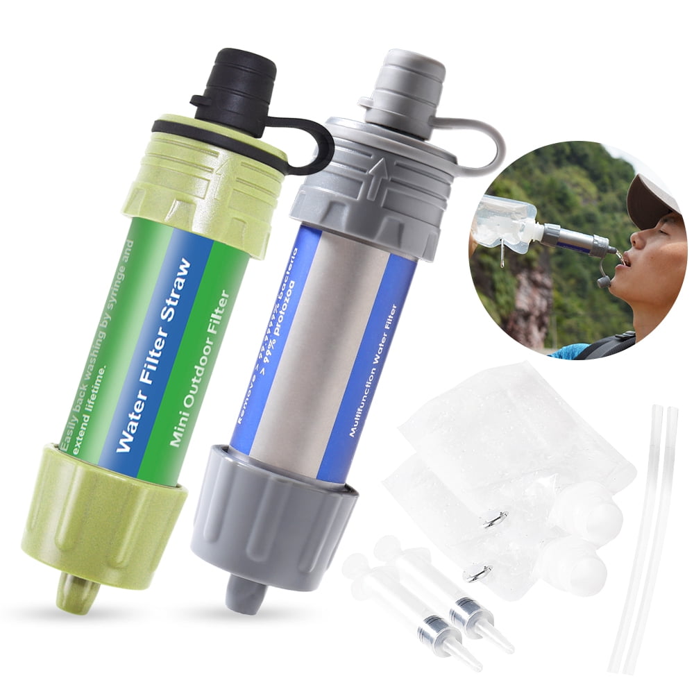 Walmeck Water Filter Straw Set With Ball Pump Water Filtration Straw Water Purifier for Survival Emergency Camping Hiking Backpacking
