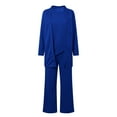 thumbnail image 4 of Prolriy Pant Suits for Women, Women's Trendy 3 Piece Set Long Sleeve Cardigan Sleeveless Top & Wide Leg Pants Business Casual Outfits for Women Blue L, 4 of 6