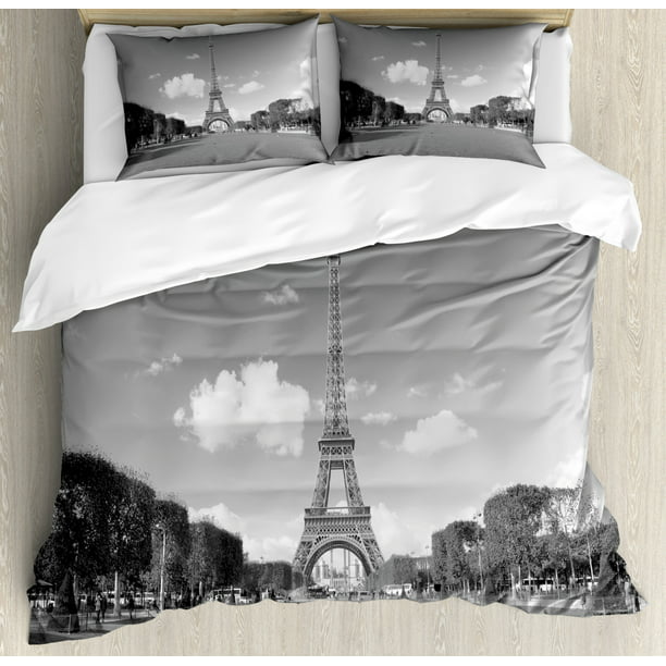 Eiffel Tower Duvet Cover Set Famous Travel Destination Paris City