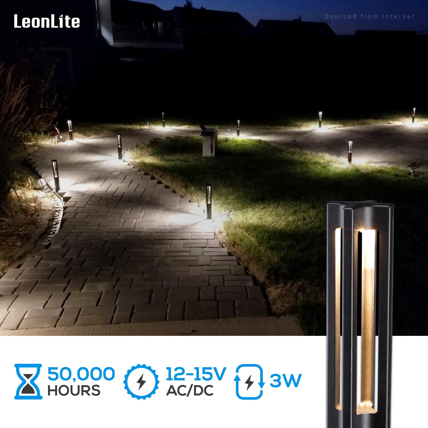 LEONLITE 10-PACK 12V Low Voltage LED Landscape Light, 3W Walkway Lawn Lights  with Aluminum Housing for Outdoor, Yard, Patio, IP65, 4000K Cool White,  50,000 Hours Lifespan