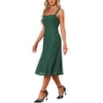 thumbnail image 4 of INSPIRE CHIC Women's Lace Prom Dress Straps Square Neck Sleeveless Formal Evening Cocktail Midi Dresses M Dark Green, 4 of 4