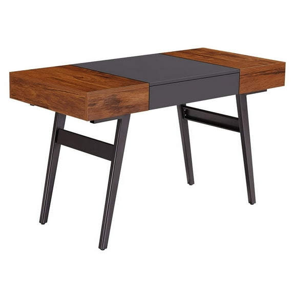 Scranton & Co Engineered Wood Expandable Modern Desk with Storage in Mahogany