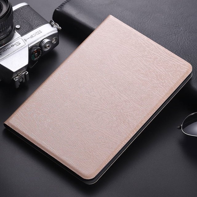 Solid Simple Tablet Leather Case For Ipad 9th 8th 7th 10.2 Book Style Stand Cover For Ipad 10th Air 5 4 10.9 Mini 6 3 2 Pro 11 Treeline-Gold 2018 iPad Pro 11