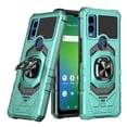 thumbnail image 2 of Spy Case for Cricket Innovate E 5G Case w/Tempered Glass Screen Protector Ring Car Mount Kickstand Hybrid Hard PC Soft TPU Shockproof Protective Phone Case - Teal, 2 of 7