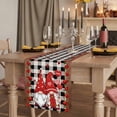 thumbnail image 2 of Table Runners 72 Inches Long Dress Scarves, Valentine's Day Farmhouse Kitchen Table Runner, Coffee Tablerunners, Retro Gnomes Love Rose Wooden Plaid 18x72 Inch, 2 of 9