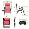 thumbnail image 3 of Geniqua 2 PC Red Zero Gravity Lounge Chairs Folding Outdoor Beach Patio Recliner Tray Holder, 3 of 8