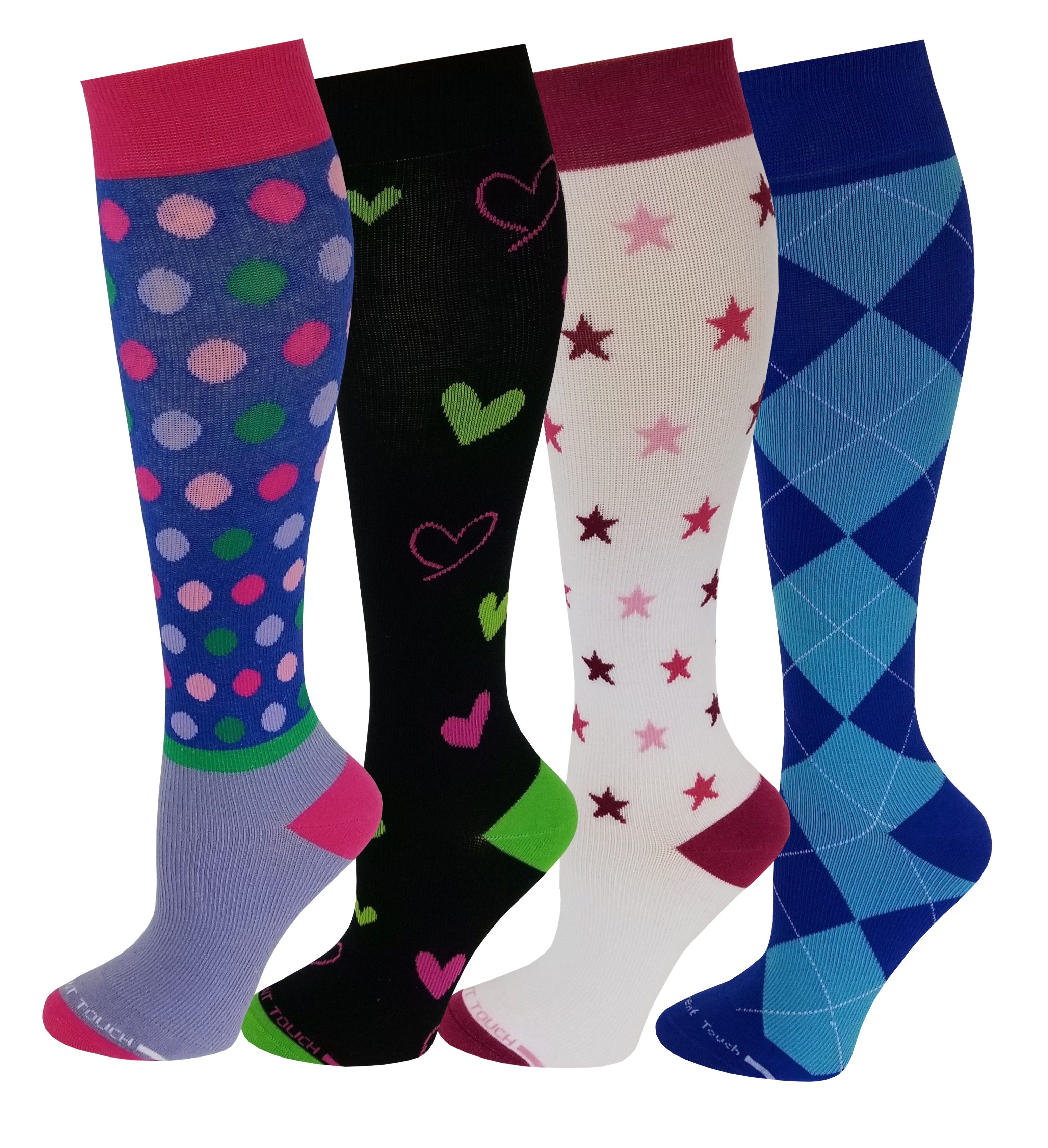 Different Touch 4 Pairs Colorful Graduated Therapeutic Compression Knee