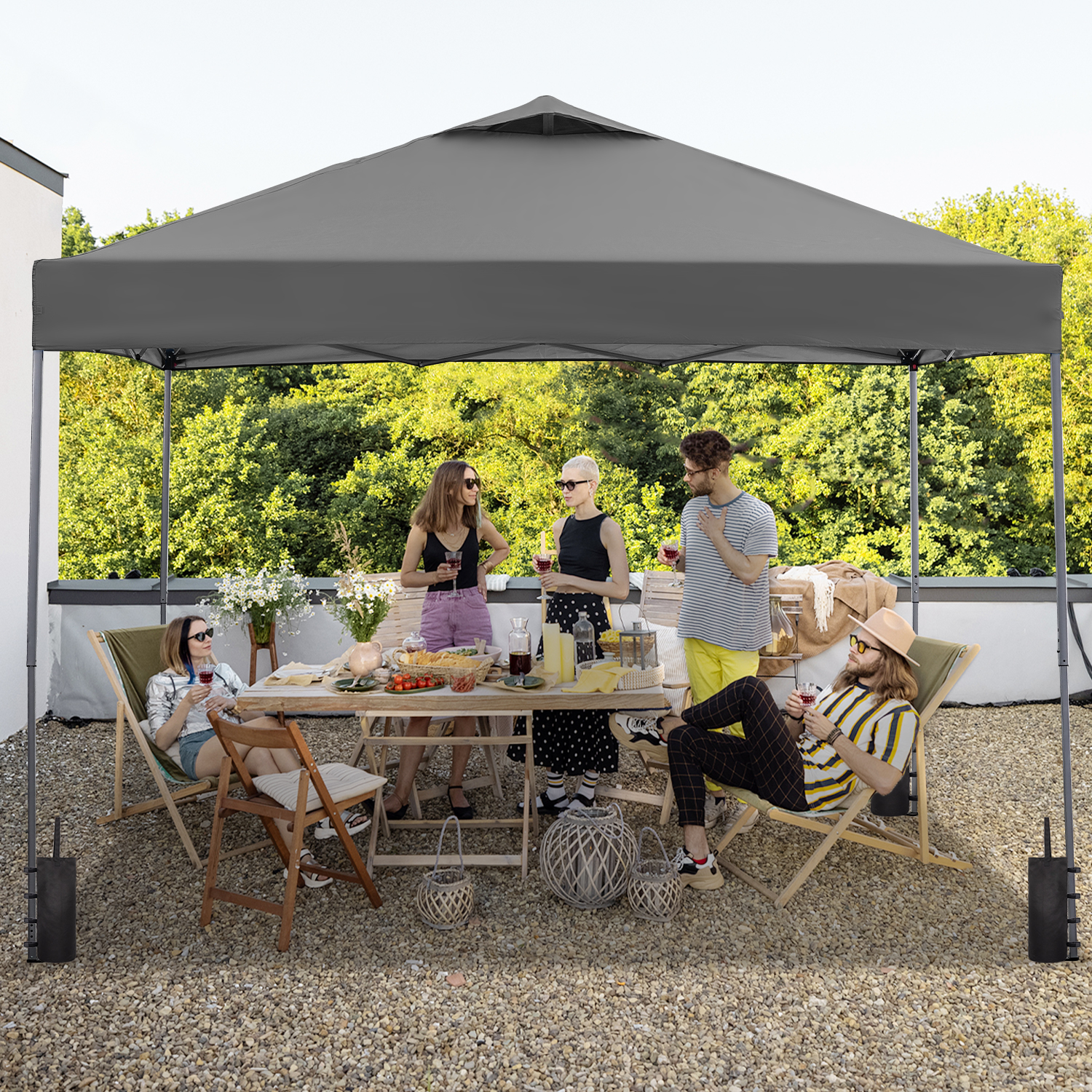 Outdoor Basic 10x10 Pop-Up Canopy with Sandbags, Gray photo 8