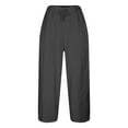thumbnail image 4 of Timegard Cotton Linen Pants for Women Plus Size Elastic High Waisted Drawstring Lounge Trousers with Pockets, 4 of 5