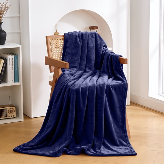 IR Imperial Rooms Fleece Bed Throw Blanket, Plush, Travel and Couch Fuzzy, Cozy Washable Ultrasoft Throw Size Navy