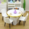 thumbnail image 2 of Juego de mesa y sillas de comedor en miniatura, moderno, blanco y dorado, 2 of 3
