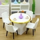 thumbnail image 2 of Juego de mesa y sillas de comedor en miniatura, moderno, blanco y dorado, 2 of 3