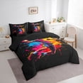 thumbnail image 2 of Castle Fairy Sport Handball Gamer King Bedding 7pcs, Colorful Graffiti Splash King Bed in a Bag, Black Pink Orange,Black Reversible, 2 of 7